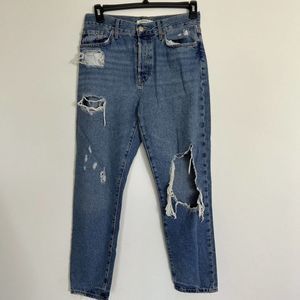 Forever 21 Womens Jeans High Rise Button Fly Distressed Destroyed Size 28 30x27‎